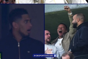 一脸恐慌！巴尔韦德上演帽子戏法，，，贝林厄姆在场边反映夸张_24直播网