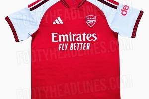 阿森纳新赛季主场球衣谍照：两种红色增添条理 领口袖口体现细节_24直播网