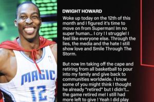 超人脱下战袍！魔兽霍华德长文宣布退役&竣事20年篮球职业生涯_24直播网