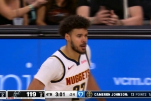 杀手出没！贾马尔·穆雷干拔三分+后仰中投 掘金反超9分了！_24直播网