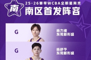 WCBA全明星正赛：杨力维中选总票王 武桐桐中选北区票王_24直播网