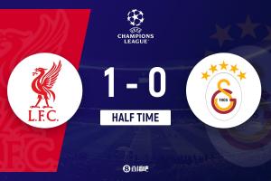 半场-利物浦暂1-0总分1-1加拉塔萨雷 索博破门萨拉赫失单刀+失点_24直播网