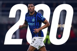 邓弗里斯告竣国米生涯200场角逐里程碑，，，孝顺25球26助_24直播网