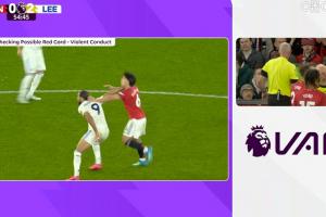 曼联雪上加霜！利桑德罗拉拽勒温头发，，，VAR介入后被直红罚下_24直播网