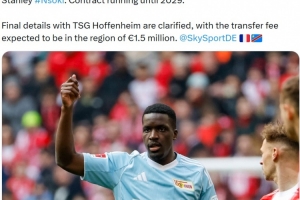 记者：柏林联合将激活后卫恩索基的买断选项，，转会费约150万欧元_24直播网